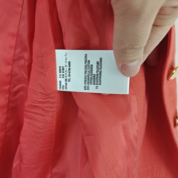 ESCADA Button Up Suit Blazer Jacket In Coral, Gold Buttons, Logo Size 38 Medium - Picture 16 of 16